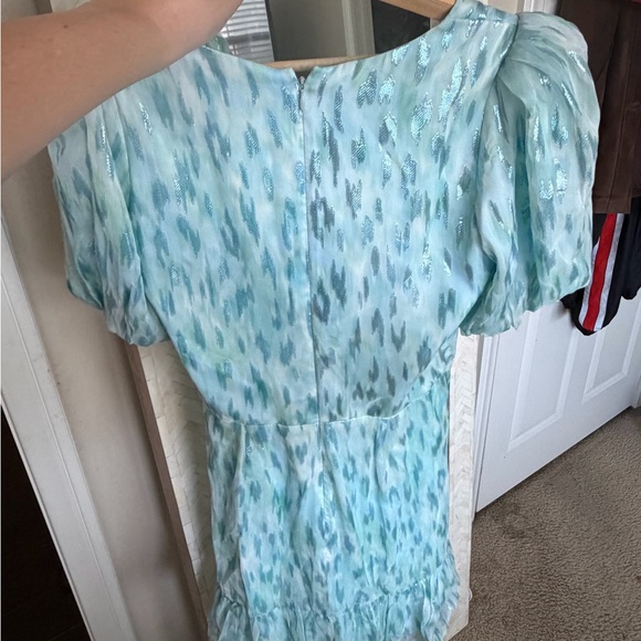 Parker Mermaid Silk Light Blue Ruched Mini Dress - Picture 3 of 6